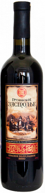 Вино Грузинское Застолье красное полусладкое 0.75 л