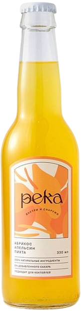 Изображение товара Натуральный газированный лимонад Река Абрикос Апельсин пихта 330 мл