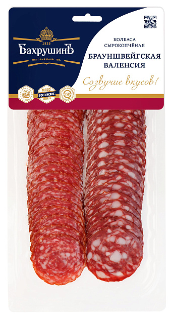 Изображение товара БахрушинЪ Ассорти Брауншвейгская Валенсия сырокопченая колбаса 80 г