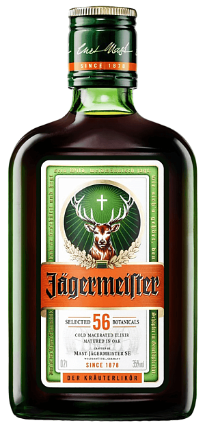 Изображение товара Ликер Jagermeister 0.2 л, травяной немецкий напиток с выдержкой 12 месяцев