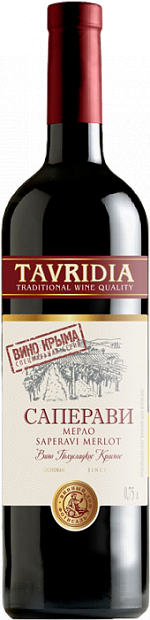 Вино Tavridia Саперави Мерло 0.75 л полусладкое красное