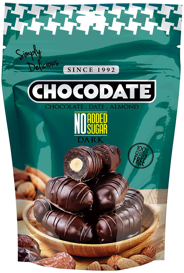 Изображение товара Сухофрукты Chocodate Финики с миндалем в темном шоколаде без добавления сахара Изображение товара Сухофрукты Chocodate Финики с миндалем в темном шоколаде без добавления сахара