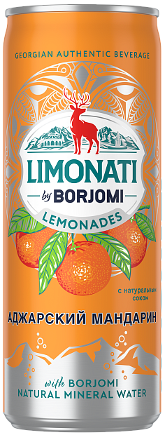 Изображение товара Лимонад Limonati by Borjomi Аджарский мандарин 0.33 л банка газированный напиток