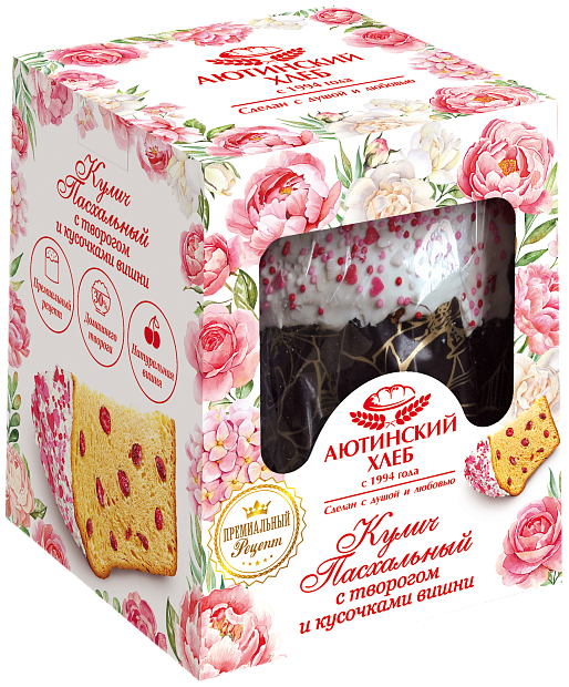 Изображение товара Кулич пасхальный со творогом и вишней 250 г