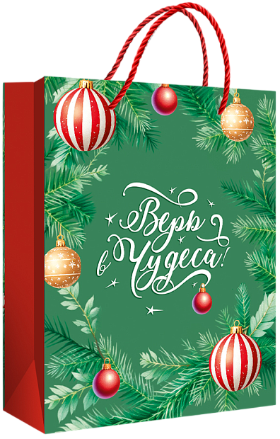 Изображение товара Подарочный новогодний пакет M с уникальным дизайном и прочными ручками