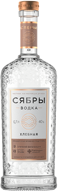 Изображение товара Водка Сябры Хлебная 0.7л 40%